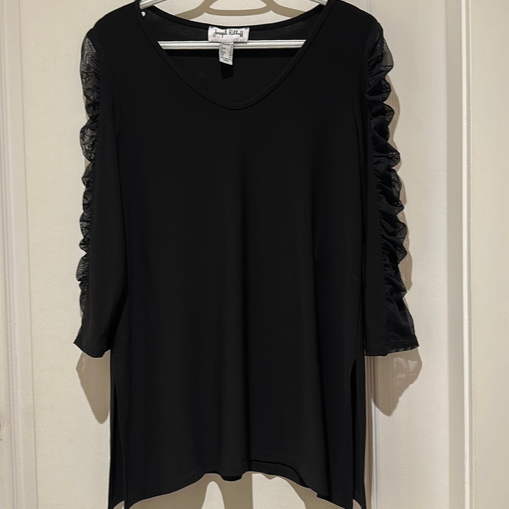 Joseph Ribkoff Black Blouse with Sheer Sleeves
